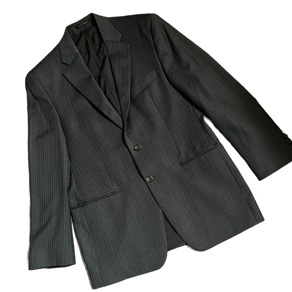 LAUREN RALPH LAUREN BLACK PINSTRIPE WOOL SUIT JACKET SIZE MEDIUM - Picture 2 of 10